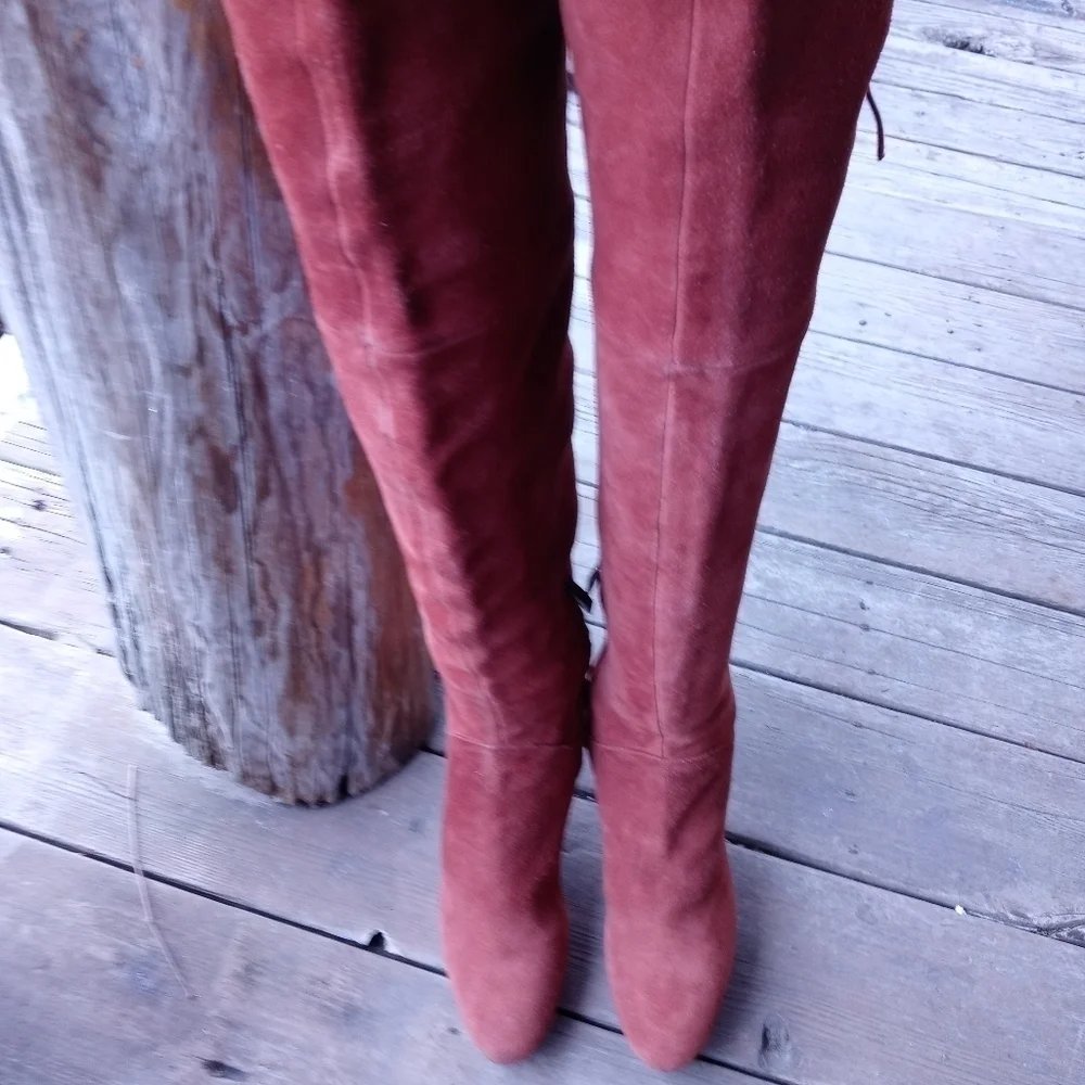 Sam Edelman 'Vesey' Over the Knee Red Wine Boot Suede Size 6M. New without box.